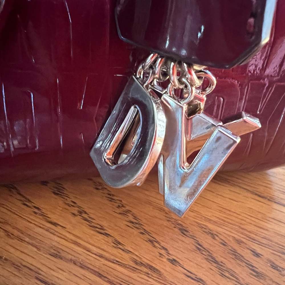 DKNY Burgundy Shoulder Bag with Silver Accents